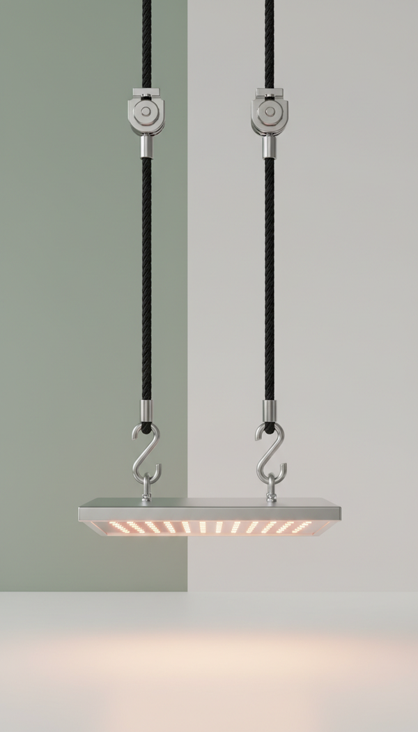 Plant Grow Light Hanging System with Rope Ratchet